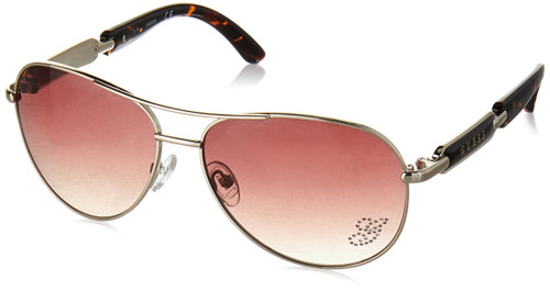 GUESS womens Metal Aviator Sunglasses, Gld-34, 60 mm US