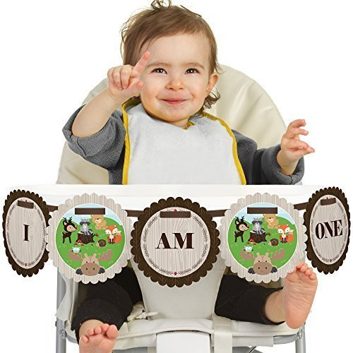 Big Dot of Happiness Woodland Creatures 1st Birthday - I Am One - First Birthday High Chair Banner Big Dot of Happiness Woodland Creatures 1st Birthday - I Am One - First Birthday High Chair Banner
