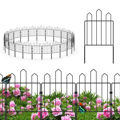 25 Panels Decorative Garden Fence Border Small Animal Barrier Fence for Dog Rabbit No Dig Fencing Metal Flower Bed Fencing for Yard Landscape Patio Outdoor, Total 26ft (L) x 23.5in (H) 25 Panels Decorative Garden Fence Border Small Animal Barrier Fence for Dog Rabbit No Dig Fencing Metal Flower Bed Fencing for Yard Landscape Patio Outdoor, Total 26ft (L) x 23.5in (H)