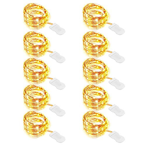 Onforu 10ft 10 Pack String Lights, 30 LEDs Fairy Lights Battery Operated (Included), Mason Jar Lights Waterproof Copper Wire Lights, Firefly Starry Lights for DIY, Christmas, Wedding, Party,Warm White Onforu 10ft 10 Pack String Lights, 30 LEDs Fairy Lights Battery Operated (Included), Mason Jar Lights Waterproof Copper Wire Lights, Firefly Starry Lights for DIY, Christmas, Wedding, Party,Warm White