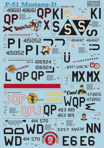 Print Scale 48-039 - 1/48 Decal for P-51 Mustang-D Aircraft