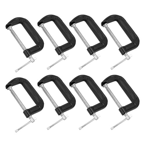 8 Pack C Clamp, 4 Inch Heavy Duty Steel C Clamps Set, Black Industrial Strength C Clamp for Woodworking, Welding, Building, Metal Workpiece