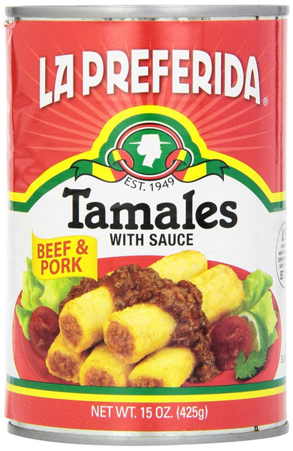 La Preferida Beef & Pork Canned Tamales with Sauce, 15 oz. (Pack of 12)