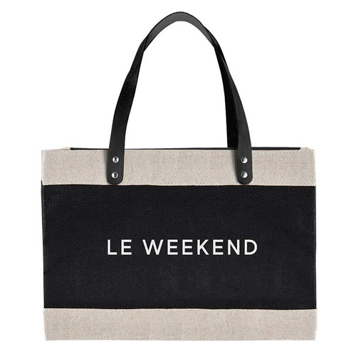 Santa Barbara Design Studio Tote Bags Hold Everything Reusable Grocery Bag Farmers Market Jute Totebag with Waterproof Lining, 17" x 12" Le Weekend