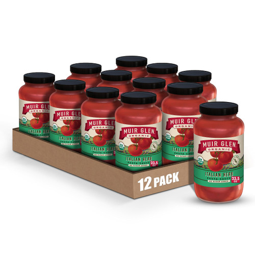 Muir Glen Organic Italian Herb Pasta Sauce, No Sugar Added, 23.5 oz. (Pack of 12)