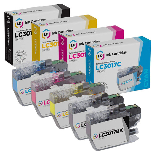 LD Compatible Ink Cartridge Replacement for Brother LC3017 High Yield (2 Black, 1 Cyan, 1 Magenta, 1 Yellow, 5-Pack)