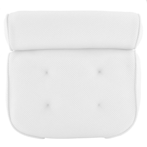 Bath Pillow, Soft Comfortable Bathtub Mesh Bathing Pillow with Strong Suction Cups for Head Neck Back Shoulder Rest Support, Home Spa Headrest Pillow Fits All Bathtub Hot Tub Jacuzzi(White)