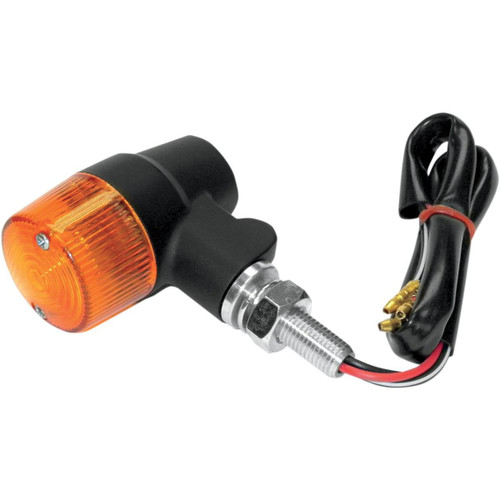 K&S Technologies Black Satin Aluminum Marker Lights - Round #3 with Amber Lens - Single Filament