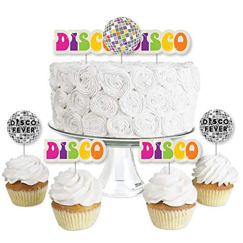 70's Disco - Dessert Cupcake Toppers - 1970s Disco Fever Party Clear Treat Picks - Set of 24