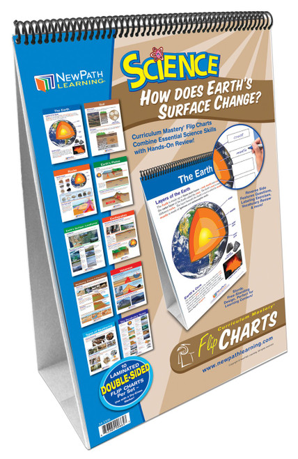 Earth's Surface Changes Flip Chart Set (Grades 3 - 5) - 10 Laminated Write-On/Wipe-Off, Double-Sided Charts Mounted on Easel with Activity Guide