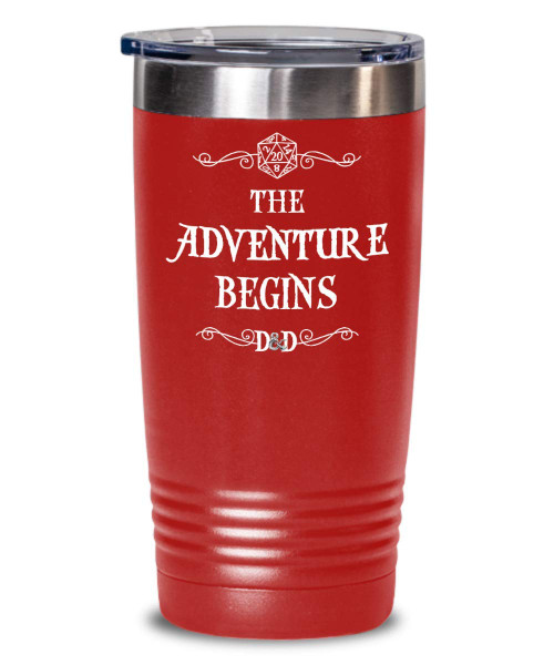 Dungeons and Dragons Tumbler The Adventure Begins Dnd Dungeon Master Fans D&D Funny 20 or 30 oz Insulated Cold Hot Cup