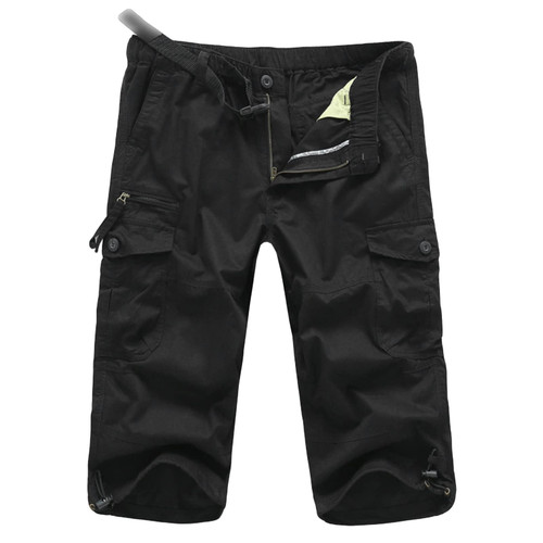Men's Relaxed Fit 3/4 Cargo Shorts Twill Elastic Waist Multi Pocket Capri Pants Casual Loose Fit Below Knee Short (Black,5X-Large) Men's Relaxed Fit 3/4 Cargo Shorts Twill Elastic Waist Multi Pocket Capri Pants Casual Loose Fit Below Knee Short (Black,5X-Large)