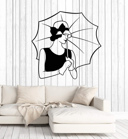 Vinyl Wall Decal Retro Elegant Lady with Umbrella Beauty Fashion Store Stickers Mural Large Decor (g3975) Black Vinyl Wall Decal Retro Elegant Lady with Umbrella Beauty Fashion Store Stickers Mural Large Decor (g3975) Black