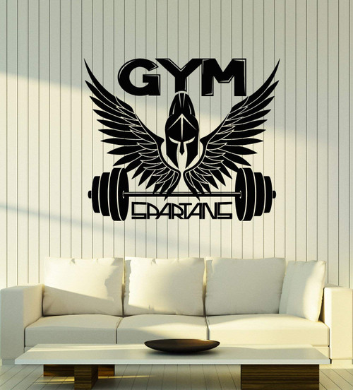 Vinyl Wall Decal Spartans Gym Barbell Wings Helmet Sport Stickers Mural Large Decor (g4107) Black Vinyl Wall Decal Spartans Gym Barbell Wings Helmet Sport Stickers Mural Large Decor (g4107) Black