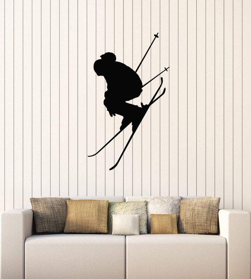 Vinyl Wall Decal Winter Sport Ski Mountain Extreme Skiing Stickers Mural Large Decor (g4527) Black Vinyl Wall Decal Winter Sport Ski Mountain Extreme Skiing Stickers Mural Large Decor (g4527) Black