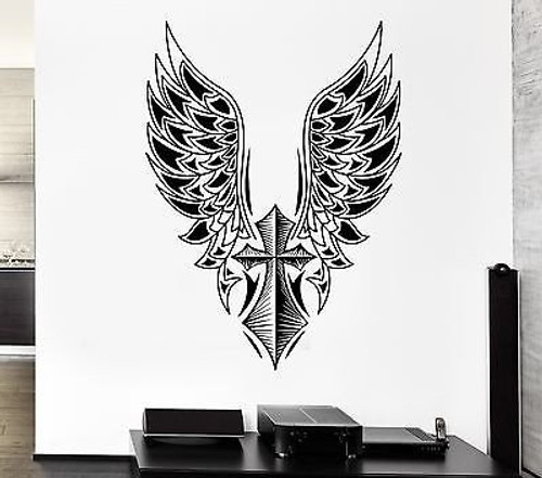 Large Wall Decal Cross Angel Wings Freedom Swing Mural Vinyl Stickers (ed036) Black Large Wall Decal Cross Angel Wings Freedom Swing Mural Vinyl Stickers (ed036) Black