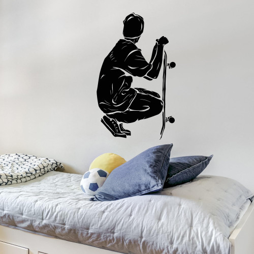 Vinyl Wall Decal Skateboard Skater Boy Teen Room Stickers Large Decor (3437ig) Black