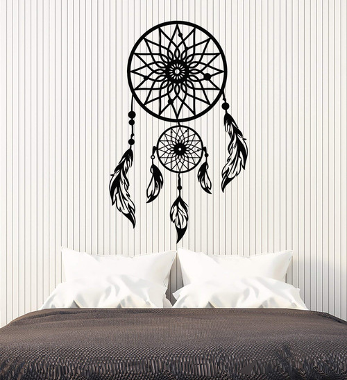 Vinyl Wall Decal Dream Catcher Amulet Talisman Feather Bedroom Stickers Mural Large Decor (g2355) Black