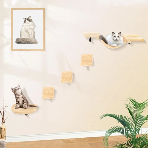Loninak Cat Wall Shelves - Cat Hammock Wall Mounted, Cat Shelves with 3 Steps, Cat Shelves and Perches for Wall,Cat Climbing Shelves for Small Cat Sleeping, Playing