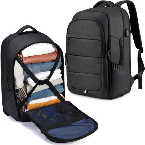 Travel Backpack for Men Women, 40L Flight Approved Carry On Backpack, Large Expandable Luggage Backpack, 17 Inch Water Resistant Lightweight Business College Laptop Daypack Weekender Bag, Black Travel Backpack for Men Women, 40L Flight Approved Carry On Backpack, Large Expandable Luggage Backpack, 17 Inch Water Resistant Lightweight Business College Laptop Daypack Weekender Bag, Black