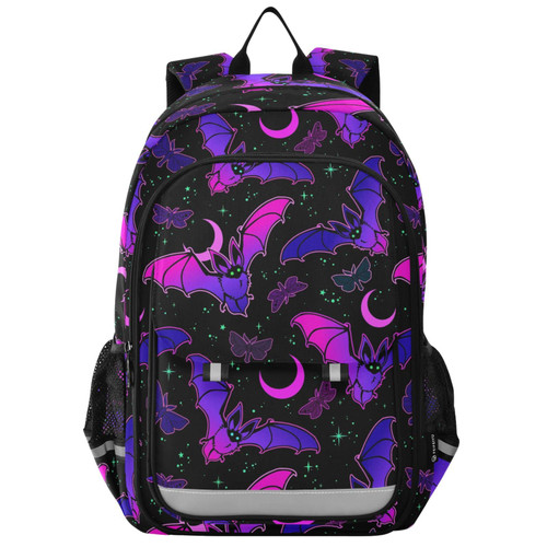 MNSRUU Backpack for School Purple Bat Gothic Laptop Backpack Womens Travel Backpack Mens Casual Daypack College Bookbag Fits 15.6 Inch Laptop