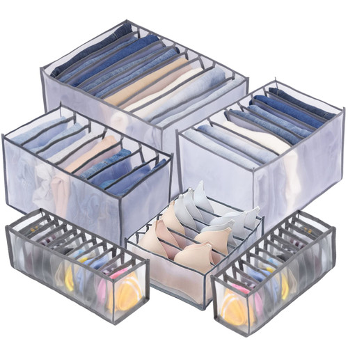 TIGARI Wardrobe Clothes Organizer, Closet Organizer Foldable Drawer Organizer for Clothing, Drawer Dividers for Clothes, Closet Storage for Trousers, Shirts, Jeans, T-Shirt, Bra, Underwear, Socks