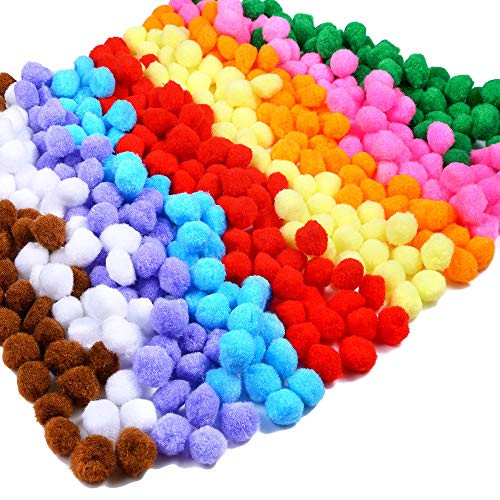 Caydo 600 Pieces 1 Inch Pom Poms for Hobby Supplies and DIY Creative Crafts Decorations, Assorted Colors