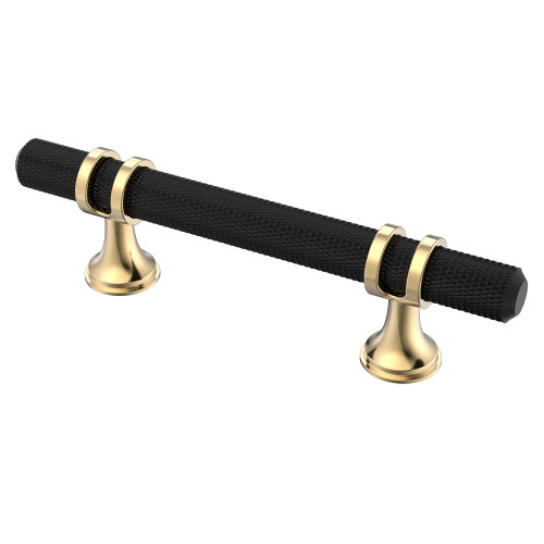 Alzassbg 10 Pack Matt Black and Gold Cabinet Pulls, 3 Inch(76mm) Hole Centers Kitchen Hardware Knurled Cabinet Handles for Cabinets and Drawers AL3087KGP-MB
