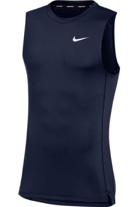 Nike Mens Pro Sleeveless Fitted Training Tee (Medium, Navy)