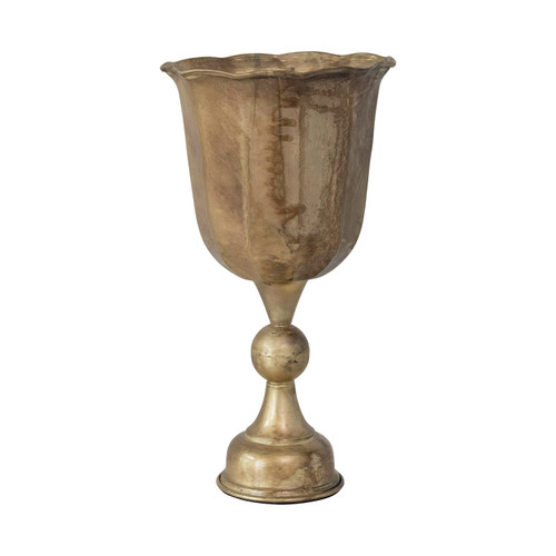 Creative Co-Op Metal Footed Planter, Antique Brass Finish