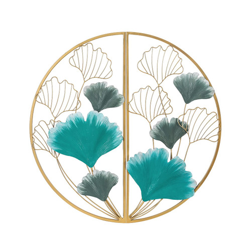 Adeco Metal Wall Decor, Teal Blue Ginkgo Leaves Wall Art, 3D Round Ginkgo Wall Sculpture Metal Art for Living Room, Dining Room, Bathroom Adeco Metal Wall Decor, Teal Blue Ginkgo Leaves Wall Art, 3D Round Ginkgo Wall Sculpture Metal Art for Living Room, Dining Room, Bathroom