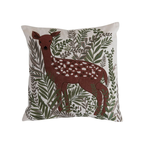 Creative Co-Op 18" Square Cotton Embroidered Pillow
