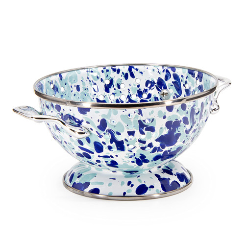 Golden Rabbit Enamelware - Ocean Swirl Pattern - 1qt Petite Colander