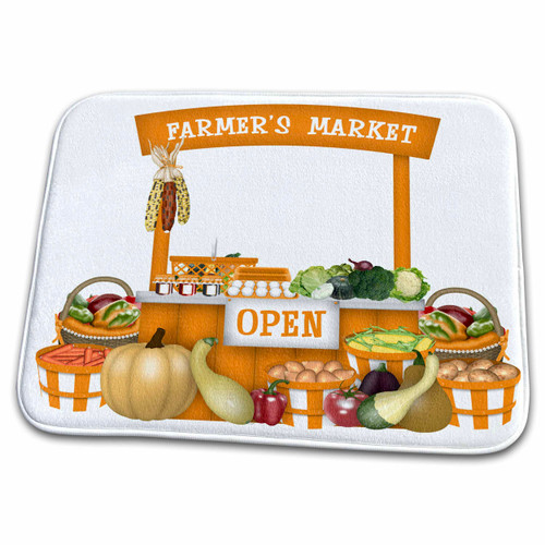 3dRose Cute Farmers Market Stand With Vegetables For Sale... - Dish Drying Mats (ddm-360368-1)