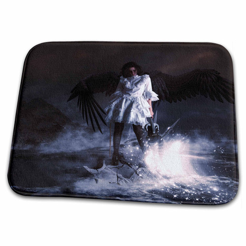 3dRose Gothic angel stands with a violin on the head of the... - Dish Drying Mats (ddm-339820-1)