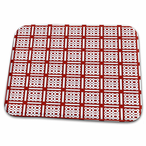 3dRose Red and White Criss Cross Squares Pattern - Bathroom Bath Rug Mats (rug-218060-1)