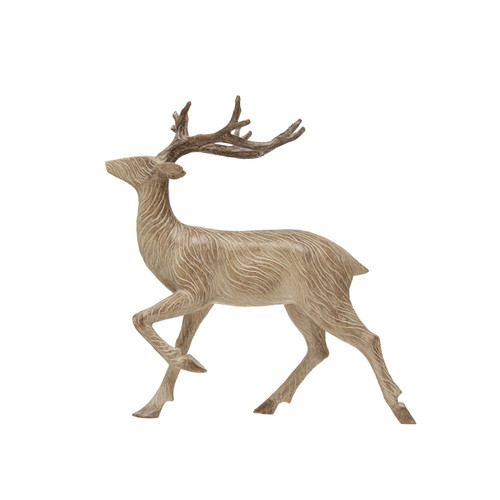 Creative Co-Op Decorative Standing Deer, Natural, Whitewashed Wood Finish