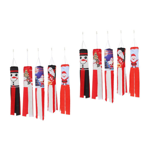 Yardwe 10 Pcs windpipe flag decorative outdoor decor outdoor flag out door decor holiday windsock flag christmas santa claus windsock christmas garden banner snowman windsock Elk