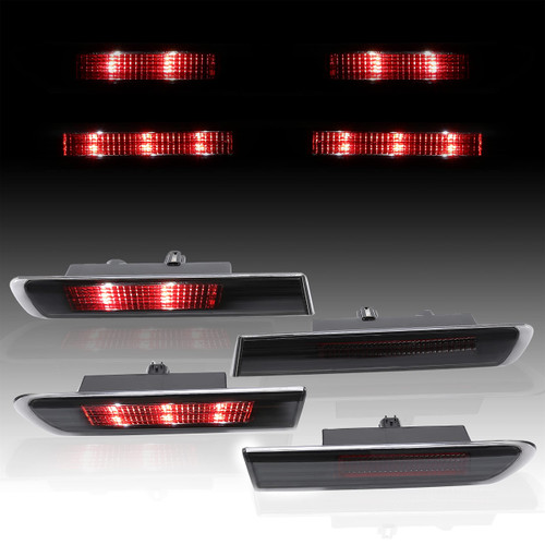 HECASA 4Pcs Side Marker Lights Compatible with 2004-2008 Honda Acura TL Base Models Replacement for 33850SEPA01 33800SEPA01 33655SEPA01 33650SEPA01 Bumper Signal Lamps Smoke Lens & Red LED