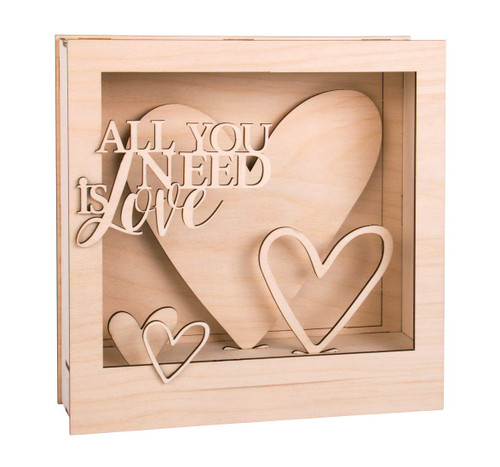 Rayher Wood.constr.3D Motif-Frames,FSCMixCred, Natural, 24x24x6.3cm, All.Love,Box 1Set