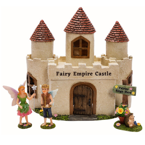 PRETMANNS Fairy Houses for Fairy Gardens - an Adorable Fairy Garden Castle with Outdoor Fairy Garden Accessories - Fairy House & Fairies for Fairy Garden - Fairy House Kit & Prince & Princess Fairies