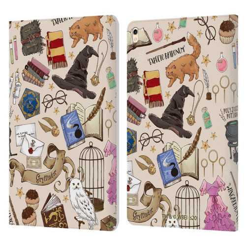 Head Case Designs Officially Licensed Harry Potter Hogwarts Pattern Deathly Hallows XXXVII Leather Book Wallet Case Cover Compatible with Apple iPad Pro 10.5 (2017)
