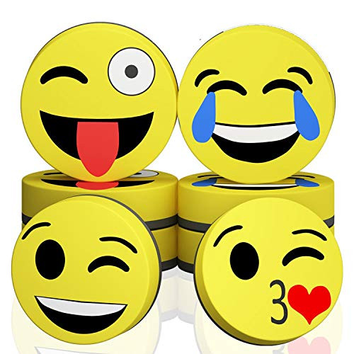 Sohapy 2''x2'' Magnetic Emoji Smiley Circular Whiteboard Dry Eraser, For Kids, School, Teachers, Students, Home, Classroom,Office - Pack of 24