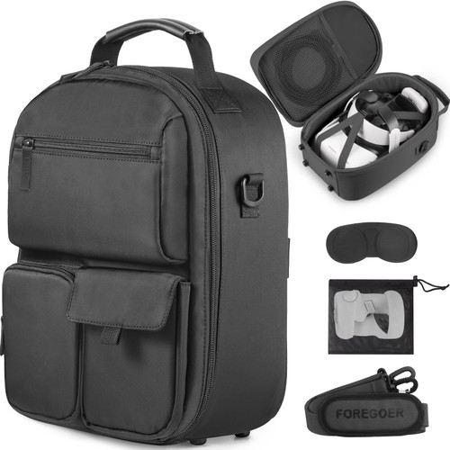 FOREGOER Carrying Case for Oculus Quest 2, Hard Travel Storage Case Compatible with Meta Oculus Quest 2 Headset, Quest Pro and Accessories, VR All-in-One Gaming Headset-Black