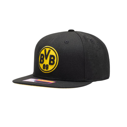 Fan Ink Borussia Dortmund Draft Night Flat Peak Snapback Hat Black