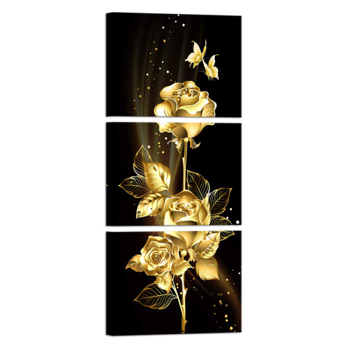 Biuteawal Flower Canvas Wall Art Gold Rose and Butterfly Painting on Canvas Elegant Floral Picture 3 Panels Contemporary Artwork for Living Room Bedroom Kitchen Decoration Framed Ready to Hang Biuteawal Flower Canvas Wall Art Gold Rose and Butterfly Painting on Canvas Elegant Floral Picture 3 Panels Contemporary Artwork for Living Room Bedroom Kitchen Decoration Framed Ready to Hang