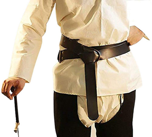 NauticalMart Medieval LARP Reenactment Viking Battle Ready Black Leather Belt