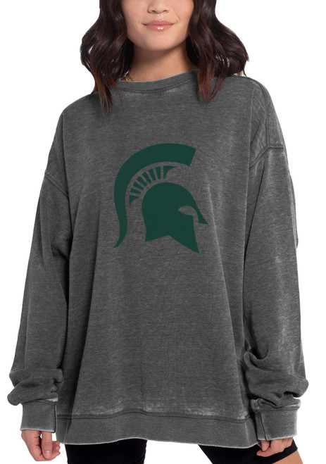 chicka-d NCAA Michigan State Spartans Womens Campus Crew Pullover, Charcoal, Large (449_NC_PL)