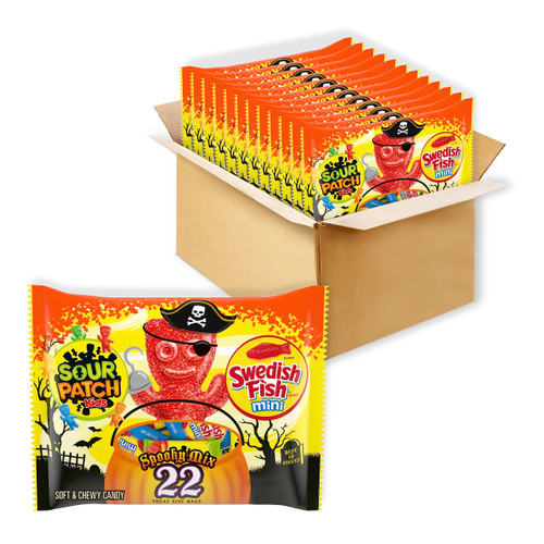 SOUR PATCH KIDS & SWEDISH FISH Mini Halloween Candy Variety Pack, 12 Packs (264 Total Trick Or Treat Bags)