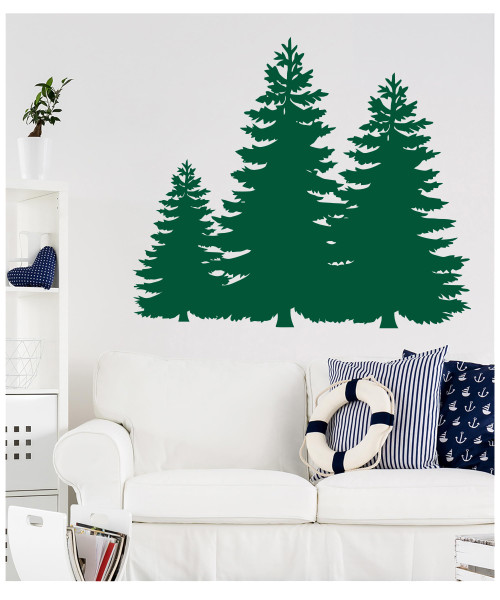 Pine Trees Wall Decal Forest Landscape Nature Vinyl Sticker Decals Home Decor Bedroom Art Design Interior C615